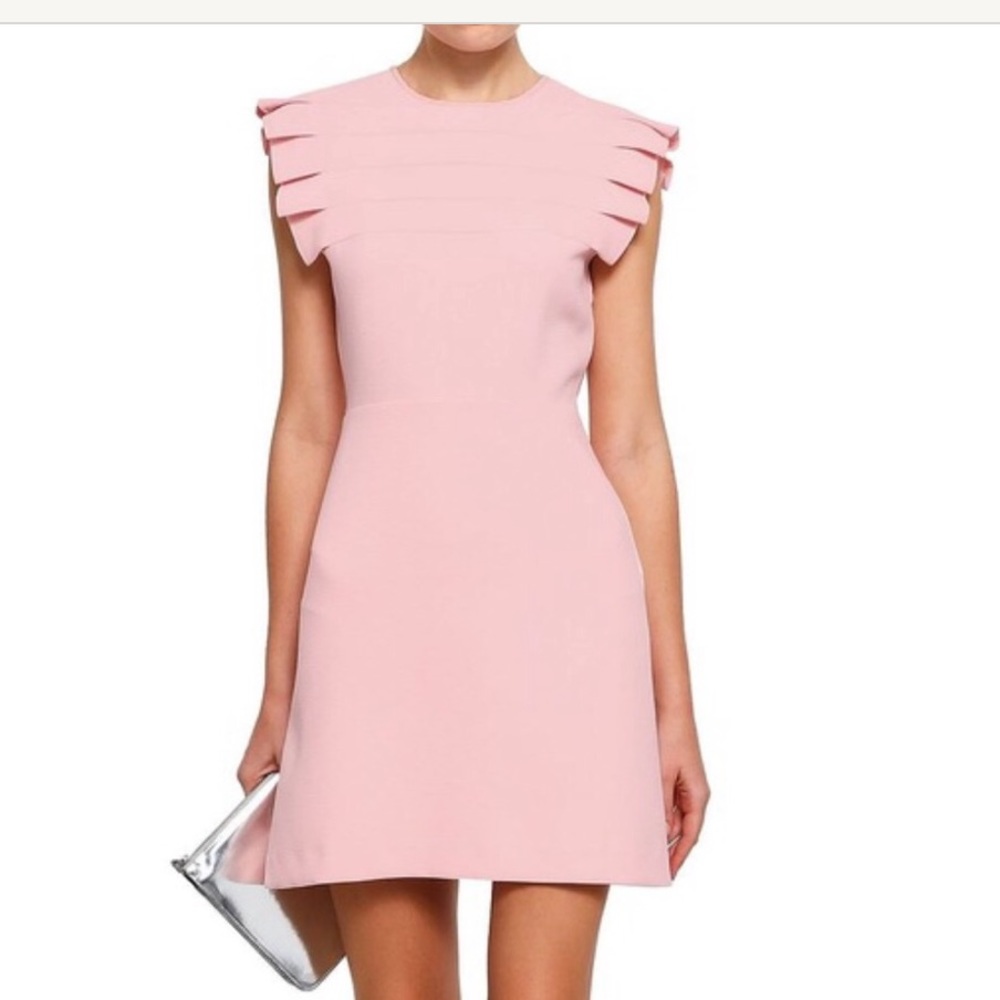 SANDRO Laurena Pleat Detail Mini Dress In Rose Pink - Picture 5 of 10